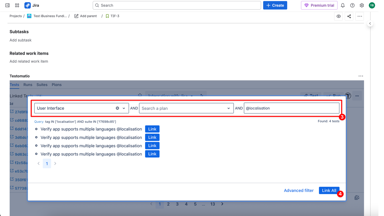 Link All tests